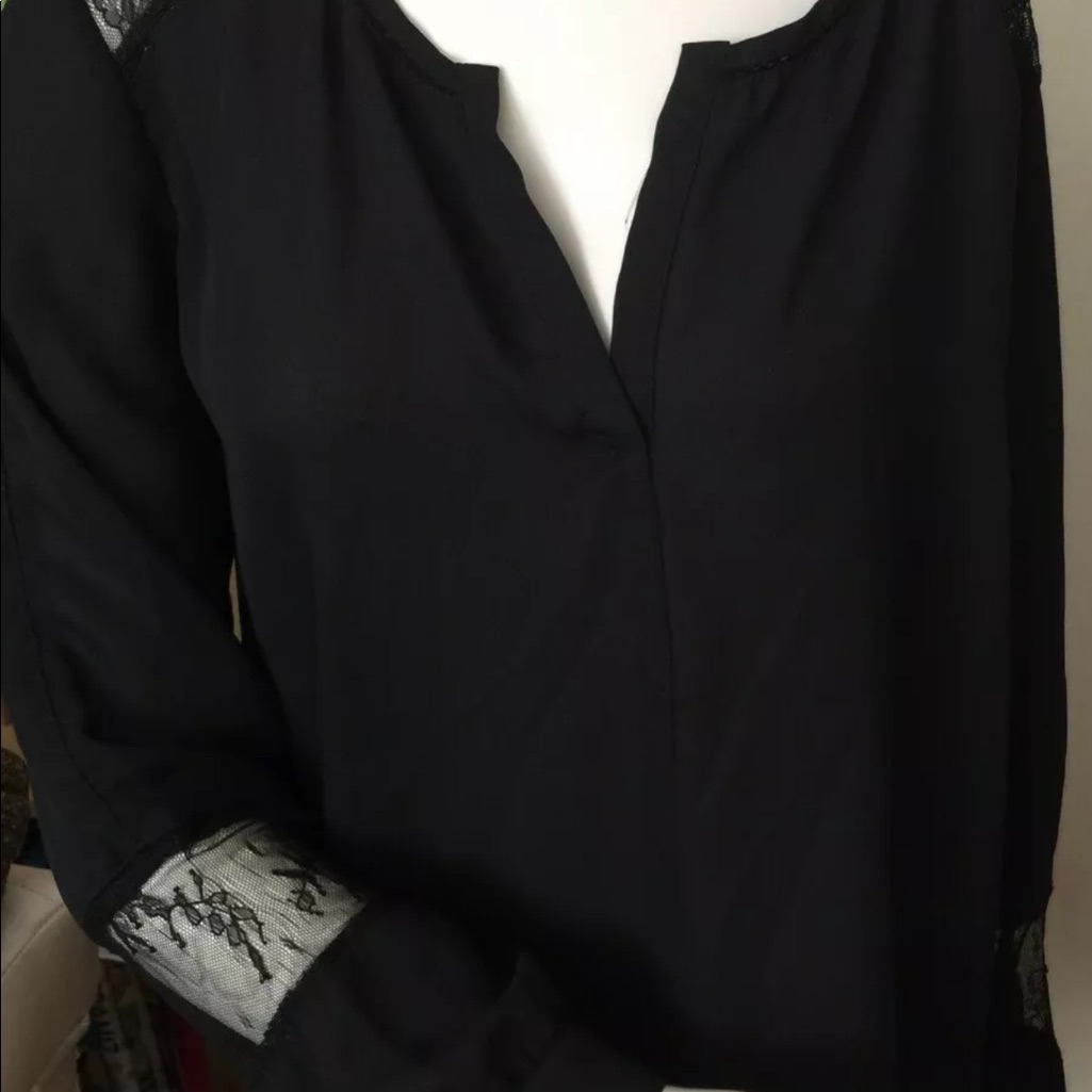 Fewer Elegant Women Long Sleeve Blouse Black